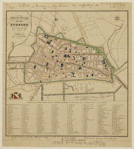 216124 Plattegrond van de stad Utrecht met directe omgeving; met weergave van het stratenplan met nummers (ged.), ...